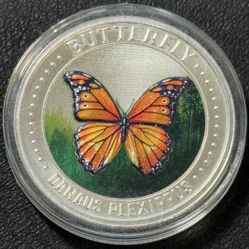 2025 1 Oz .999 Silver Intaglio Mint Bug Series: Colorized Monarch Butterfly Rd!!