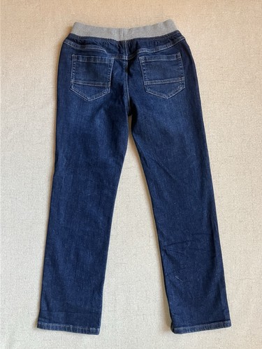 Boys Hanna Anderson Jeans 150 US 12 Relaxed Pull On Knee Patch Dark Wash - Picture 5 of 5