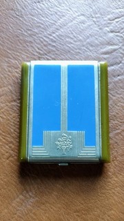 Antique Art Deco Cara Nome Langlois New York Mirror Compact Green Bakelite