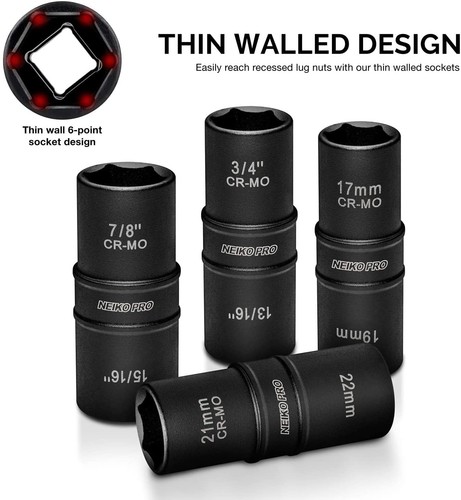 02282B 1/2-Inch-Drive Impact Socket Set, Flip Socket Set, Chrome Moly Steel, ... - Picture 3 of 7