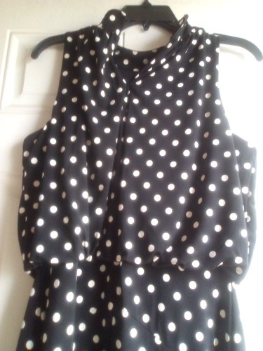 New Cato Blue And WhitePolka Dot Sleeveless Stretchy High-low Maxi Dress Size M - Picture 12 of 12