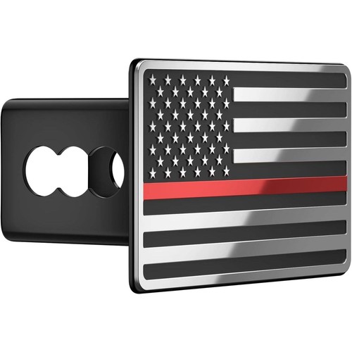 Cubierta de enganche de remolque de metal con bandera americana para receptores de 2" cromo azul con pasador de 5/8" - Imagen 4 de 7