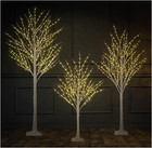 3-Pack Christmas Birch Trees 4FT, 4FT, 6FT Artificial Lighted Timer Warm White