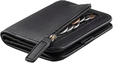 Toughergun RFID Blocking Leather Wallet -Mini Purse w/ ID Window -Black