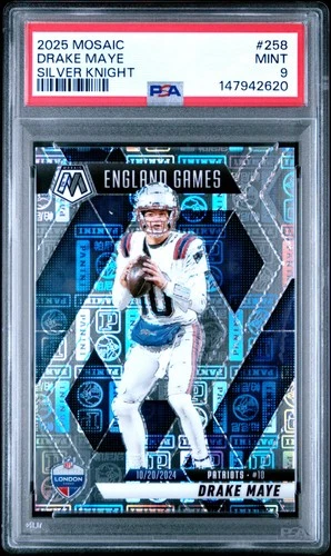 2025 PANINI MOSAIC SILVER KNIGHT #258 DRAKE MAYE 128/149 PSA 9