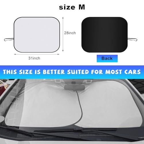 2 PCS Car Windshield Sun Shade, Auto Front Windshield Medium, 28×31 inches - Picture 2 of 6