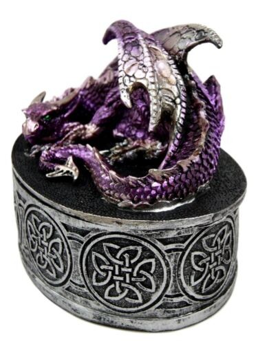Schlafen Lila Drache Oval Schmuck Box Figur mit keltischem Knoten - Bild 6 von 10