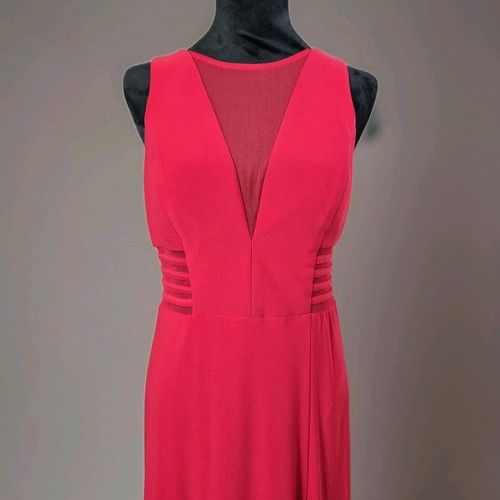 Abito da sera rosso Nightway vestito vita rete e spacco taglia 10 formale cocktail party - Foto 4 di 23