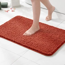 Fall Rust Bathroom Rugs Non Slip Bath Mat 24'' x 48'' Shaggy Soft Bath Rug Pl...