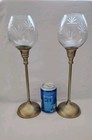 Tea Light Candle Holders Cut Glass Shade X 2