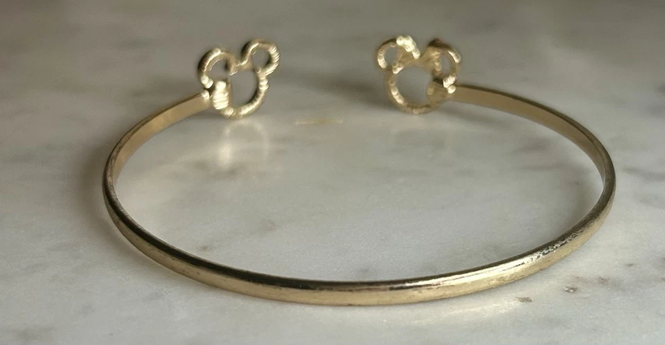 Brazalete Brazalete Abierto Minimalista Disney Mickey Mouse Tono Dorado Joyería Foto 3 de 3