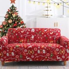  Christmas Printed Couch Cover, Soft Stretch Red Loveseat Christmas Red