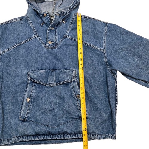 Vintage Gap Denim Anorak Pullover Hoodie Jacket Mens L Kangaroo Pocket 90s RARE - Picture 9 of 17