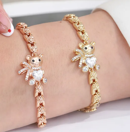 Armband Bär 14 Karat vergoldet & Zirkonia - Bild 2 von 3