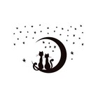  Two Cats Sitting on Moon Enjoying Stars Wall Sticker Removable DIY Murals Wall