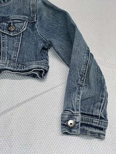 Zana-Di Cropped Denim Jacket Y2K Vintage  Youth Girls Size 4 Pink Gem Buttons - Picture 8 of 9