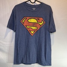 DC Comics Superman Distressed Logo Blue T-Shirt Size Medium M