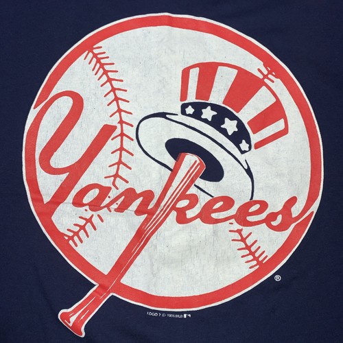 Vintage New York Yankees 1991 Logo 7 Big Baseball Logo Print Tshirt Size XL - Picture 3 of 11