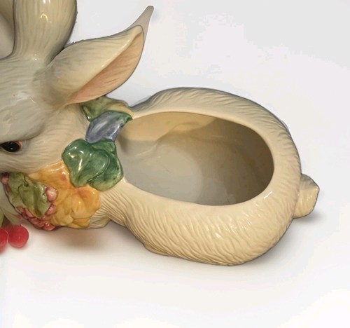 Fitz & Floyd Hase Kaninchen Pflanzgefäß Herbst Herbst Trauben groß Landhaus Kern 14x7x9 - Bild 8 von 11