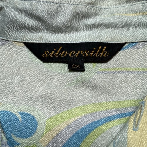 VINTAGE MEN 100% SILK SIZE 2X SHORT SLEEVE SHIRT ARTSY HAWAIIAN FESTIVE RETRO - Picture 3 of 11