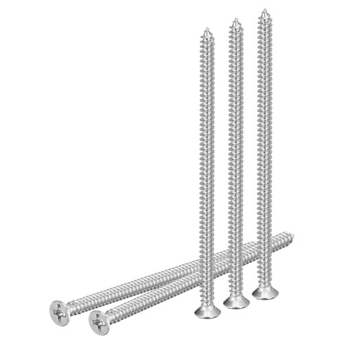 20Pcs M4x85mm Flat Head Wood Screws Steel Phillips Self Tapping Silver