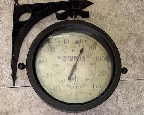 Charelston Metal Outdoor Clock, Waterproof Double Sided Train Station Clock &... - Picture 2 of 4