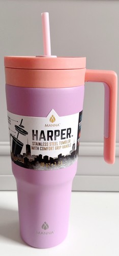 Manna Harper Straw Tumbler with Comfort Grip Handle - Magenta Pink 40 oz