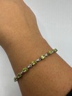 Sterling Silver Tennis Bracelet Vintage Handmade Genuine Peridot 925