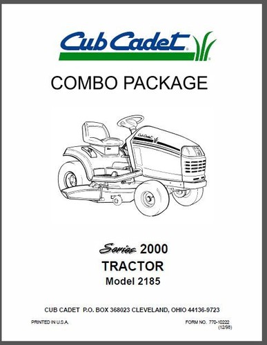 Cub Cadet Modelo No. Paquete COMBO 2185 Manuales - Imagen 1 de 5