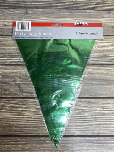 Vintage Paper Art Co Party Flag Banner  Green Foil St Patricks Day 12 Feet A2 - Picture 2 of 3