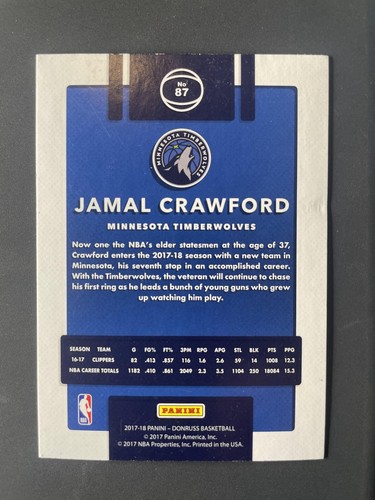 2017-18 Donruss #87 Jamal Crawford - Picture 2 of 2