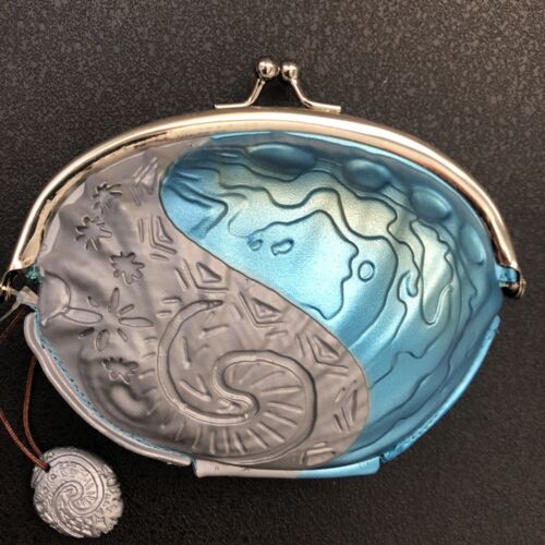 Cartera de monedas Disney Store Moana Clip Snap Close Shell azul brillante gris - Imagen 2 de 7