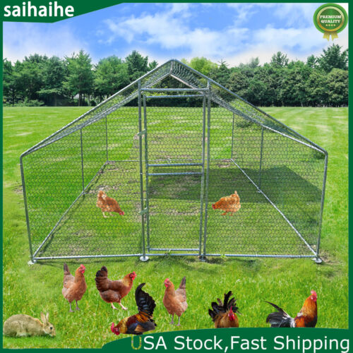 13x10 ft Metal Chicken Run Pen Walk-in Cage Poultry Coop Duck Rabbit House Cage - Picture 3 of 13