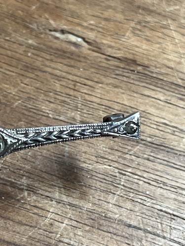 Antique Sterling Silver Bar Cut Paste Glass Filigree Pin or Brooch 2 Inch - Picture 6 of 7
