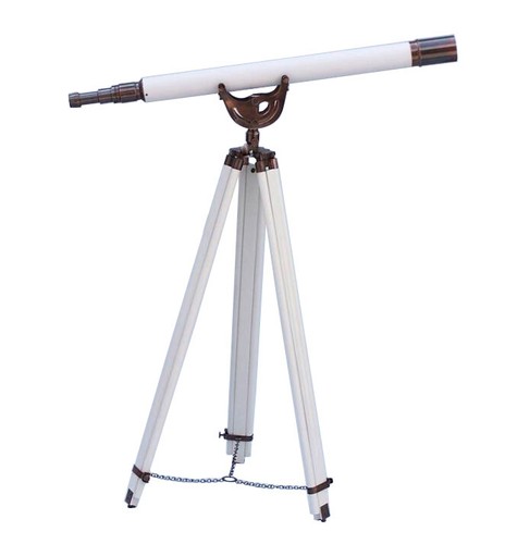  Antikes maritimes bodenstehendes Messing 39" Teleskop mit Holzstativ Ständer - Bild 5 von 6