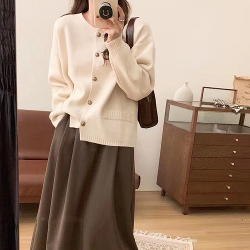Women's Fashion Sweater Women Long-sleeved Knitted Cardigan Simple Casual Tops - Picture 7 of 10