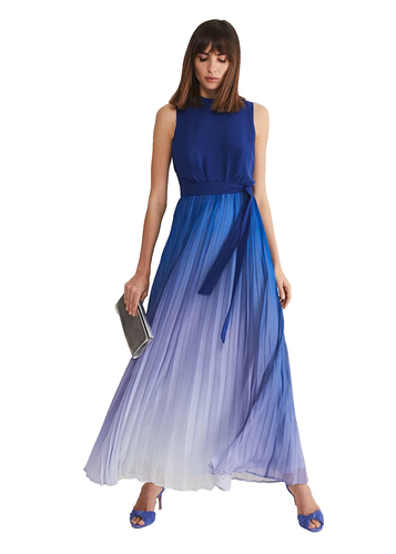 Maxi Vestido Phase Eight Piper Ombre Azul Cinturón Cuello Alto Gasa Reino Unido 20 PVP £150 - Imagen 1 de 6