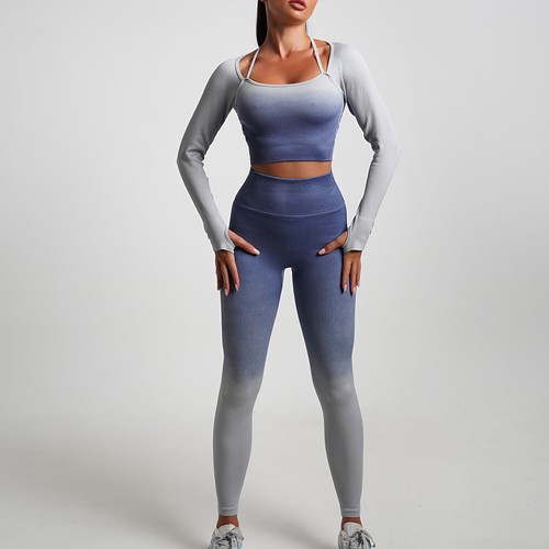 Women Ribbed Workout Seamless 2 Piece Outfits Matching Yoga Clothes Exercise Set - Bild 26 von 29