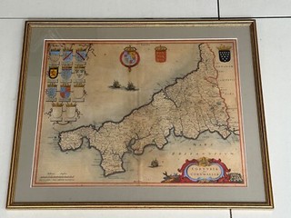 Cornwall Map by Joan Blaeu c.1646 Original