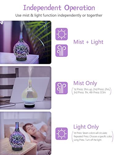 Ätherisches Öl Diffusor Glas Aromatherapie elektrischer Ultraschall kühler Nebel Aroma - Bild 3 von 5