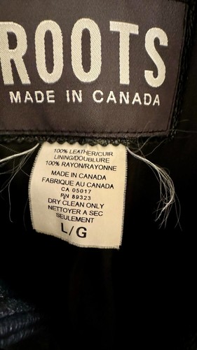 Roots Made in Canada Black Leather Long Jacket Size L - Picture 6 of 6