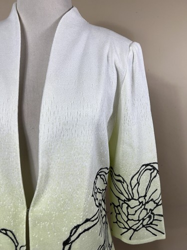 New Ming Wang PS Petite Small Jacket Green Blue Hook Eye V Neck Travel Knit B1 - Picture 3 of 6