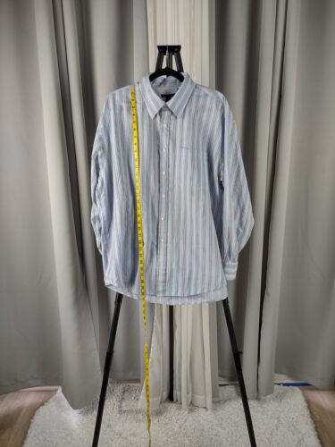Van Heusen Studio Blue, White, Green, Brown, Striped Shirt Size 17-17 1/2 - Picture 7 of 14