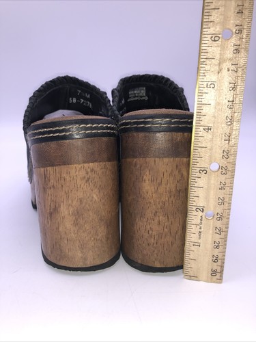Candies Wood Platform Clogs Disco Style SZ 7.5M 80s Era Chunky Vintage Style - Picture 4 of 12