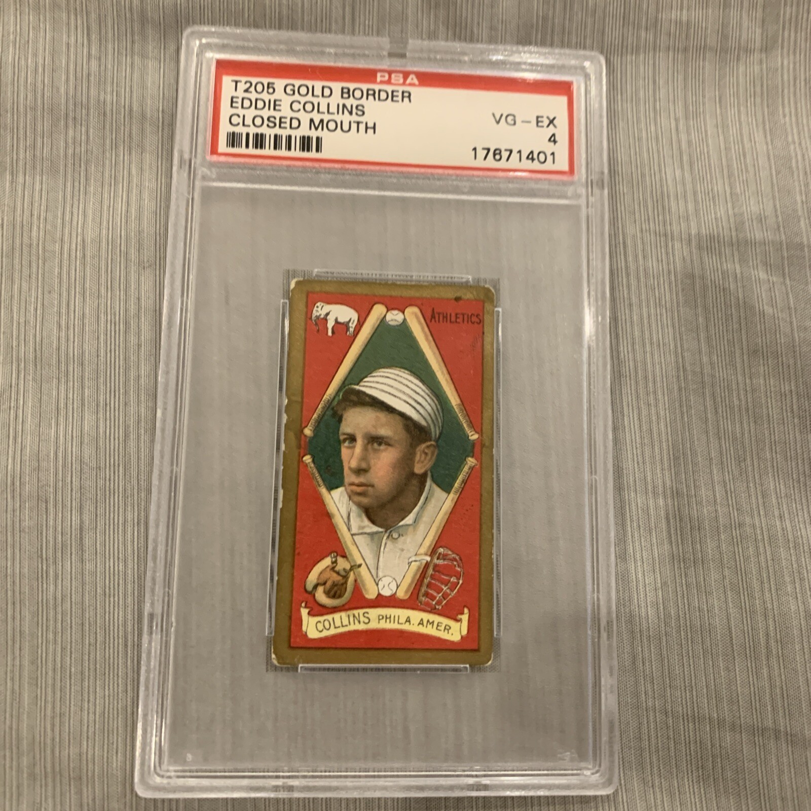 1911 T205 Gold Border Eddie Collins Closed Mouth Psa 4