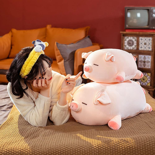 Pig Stuffed Animal Hugging Pillow, Soft Fat Pig Plush Toy Gifts for Kids, Valent - Picture 3 of 7