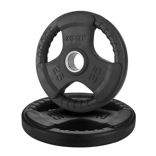 XPRT Fitness Olympic Weight Plates 2.5-45lb Rubber Coated Triple-Grip Home Gym W - Picture 6 of 85