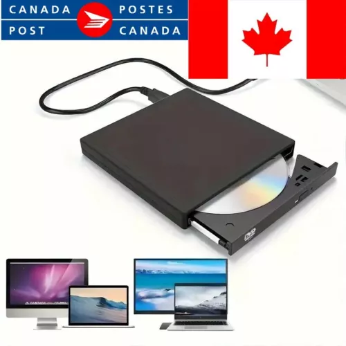 USB 2.0 Slim Portable External CD/DVD Drive Burner Writer NEW Black