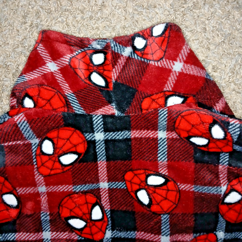 Spider-Man Boy's Red & Black Print Superhero Fleece Bathrobe Robe size L (12/14) - Picture 5 of 20
