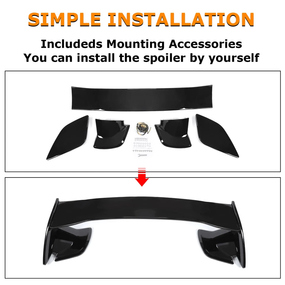 For Subaru WRX/ WRX STI Sedan 2015-2021 Glossy Black Rear Trunk Spoiler Wing Foto 4 de 4